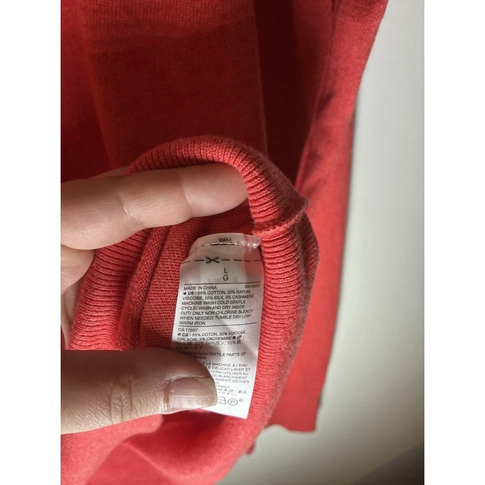 Banana Republic Cotton Cashmere Vneck Sweater Mens Large‎ Red Long Sleeve